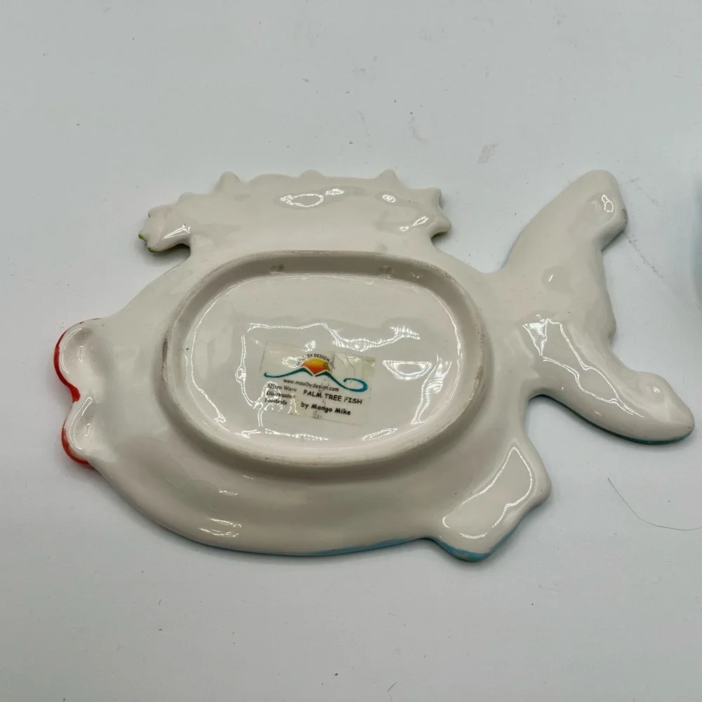 Colorful Ceramic Fish Decor with salt and pepper shakers
